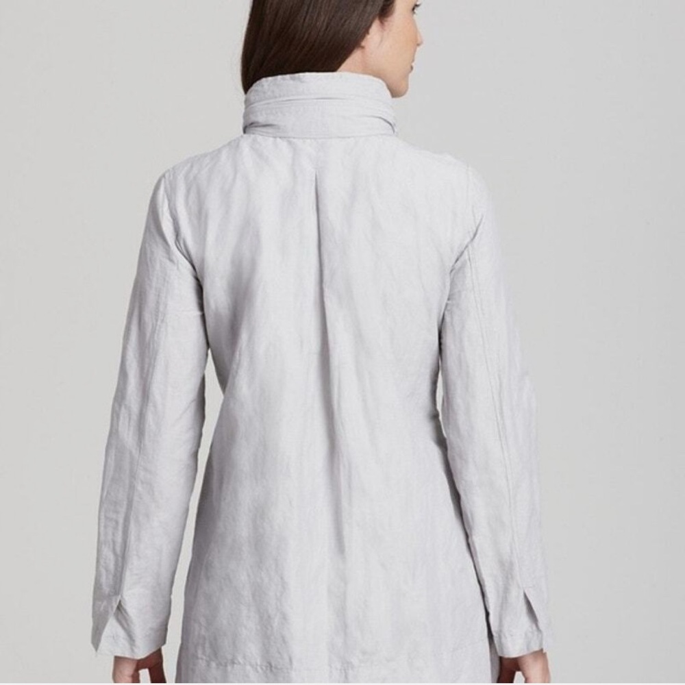 Eileen Fisher Jacket Rumpled Organic Cotton Blend M Medium zip hooded A Line - Picture 4 of 14